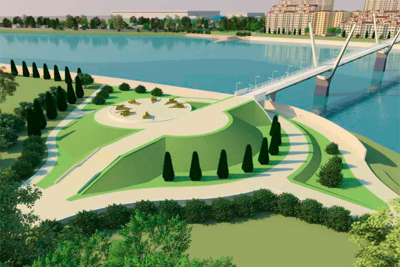 Проект моста через реку Кубань в районе парка Победы в Краснодаре. Фото администрации Краснодара